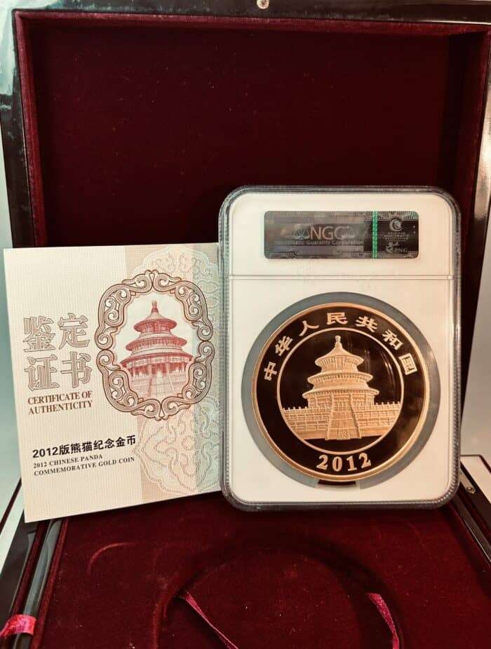 2012 1 Kilo Gold Panda PF 69 Reverse Side